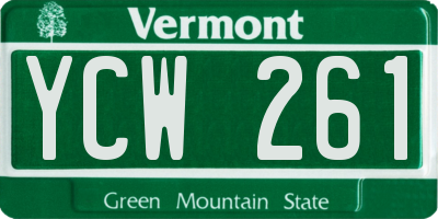 VT license plate YCW261