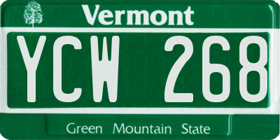 VT license plate YCW268