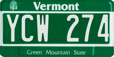 VT license plate YCW274