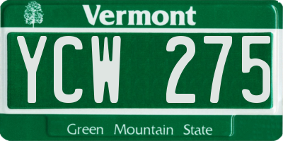 VT license plate YCW275