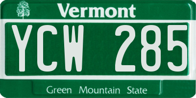 VT license plate YCW285
