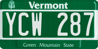 VT license plate YCW287