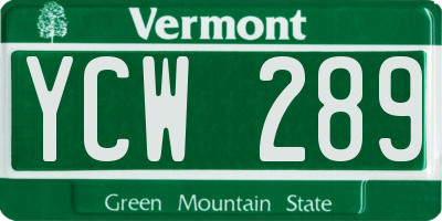VT license plate YCW289