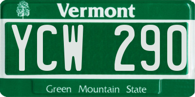 VT license plate YCW290