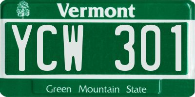 VT license plate YCW301