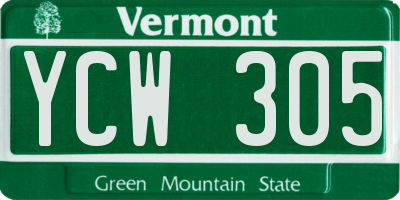 VT license plate YCW305