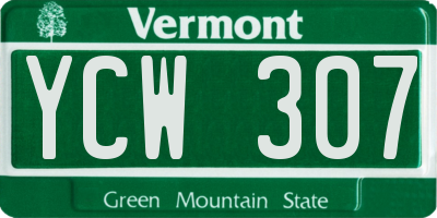 VT license plate YCW307