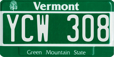 VT license plate YCW308