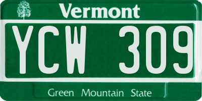VT license plate YCW309