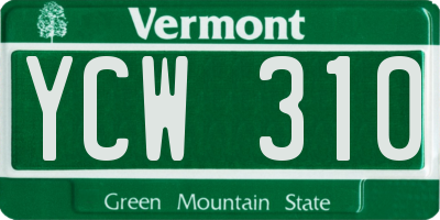 VT license plate YCW310