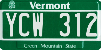 VT license plate YCW312