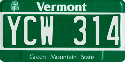VT license plate YCW314