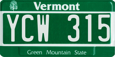 VT license plate YCW315