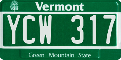 VT license plate YCW317