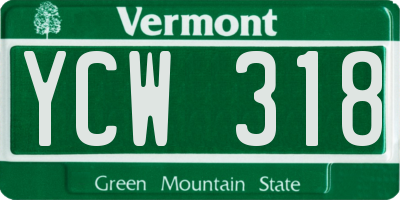 VT license plate YCW318
