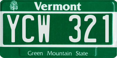 VT license plate YCW321