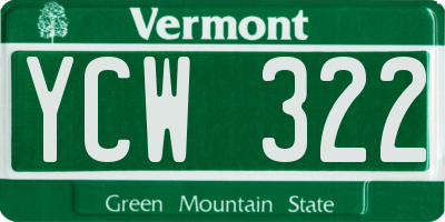 VT license plate YCW322