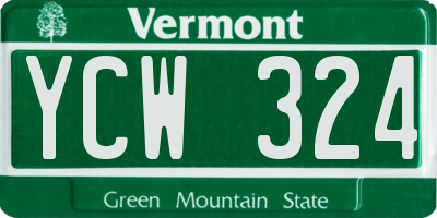 VT license plate YCW324
