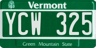 VT license plate YCW325