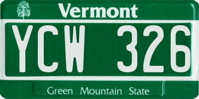 VT license plate YCW326
