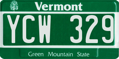 VT license plate YCW329
