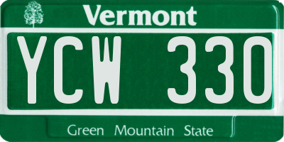 VT license plate YCW330