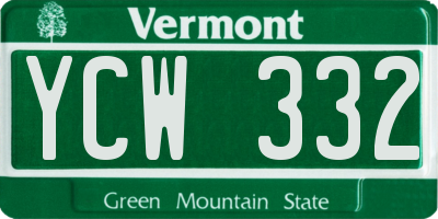 VT license plate YCW332