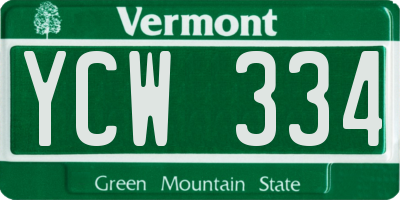 VT license plate YCW334