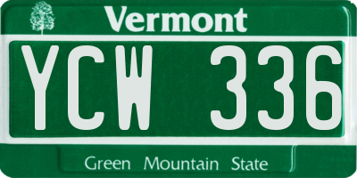 VT license plate YCW336