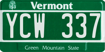 VT license plate YCW337