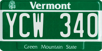 VT license plate YCW340