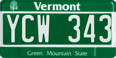 VT license plate YCW343