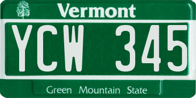 VT license plate YCW345