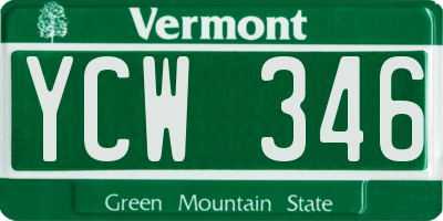 VT license plate YCW346