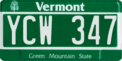 VT license plate YCW347