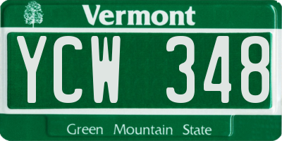 VT license plate YCW348