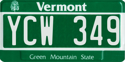 VT license plate YCW349