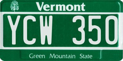 VT license plate YCW350