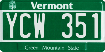 VT license plate YCW351
