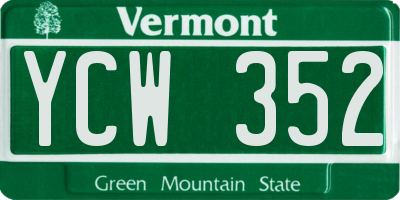 VT license plate YCW352
