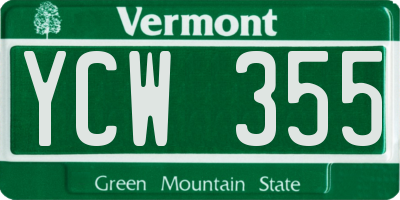 VT license plate YCW355
