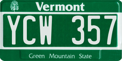 VT license plate YCW357