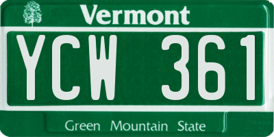 VT license plate YCW361