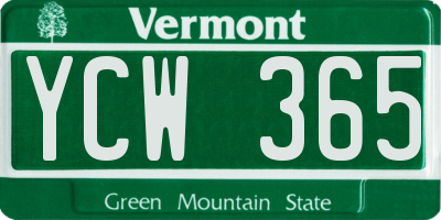VT license plate YCW365