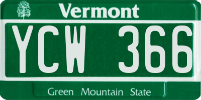 VT license plate YCW366