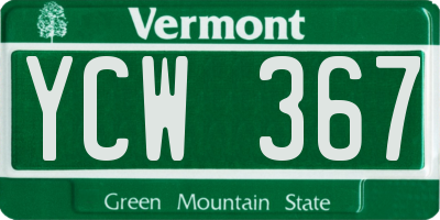 VT license plate YCW367