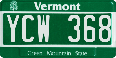 VT license plate YCW368