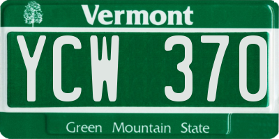 VT license plate YCW370