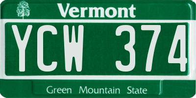 VT license plate YCW374
