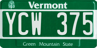 VT license plate YCW375